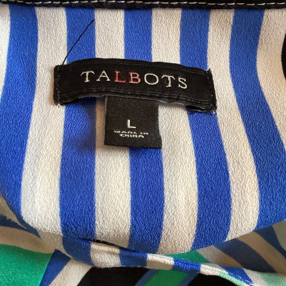 Talbots Top Blouse Size Large Womens Multi-Color Striped Long Sleeve - Picture 2 of 9